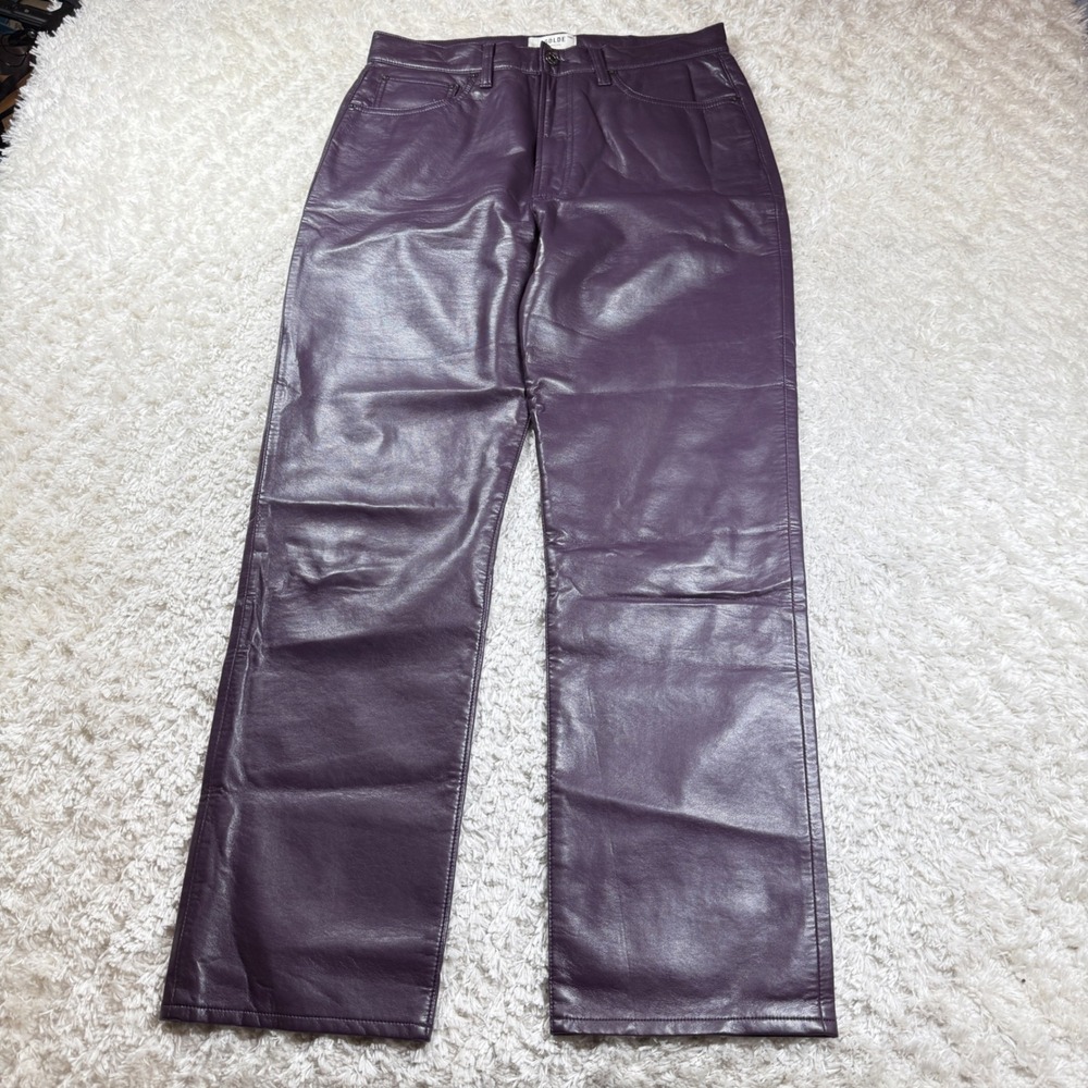 AGOLDE Pants Women's 30 Recycled Leather Purple Straight Leg 90's Pinch Waist